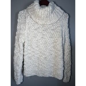 VIVIENNE TAM Women's Cream Chunky Cowl Neck Sweater, Ivory, Small